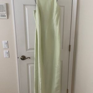 Full Length Metallic Green Dress- Green Stone Straps